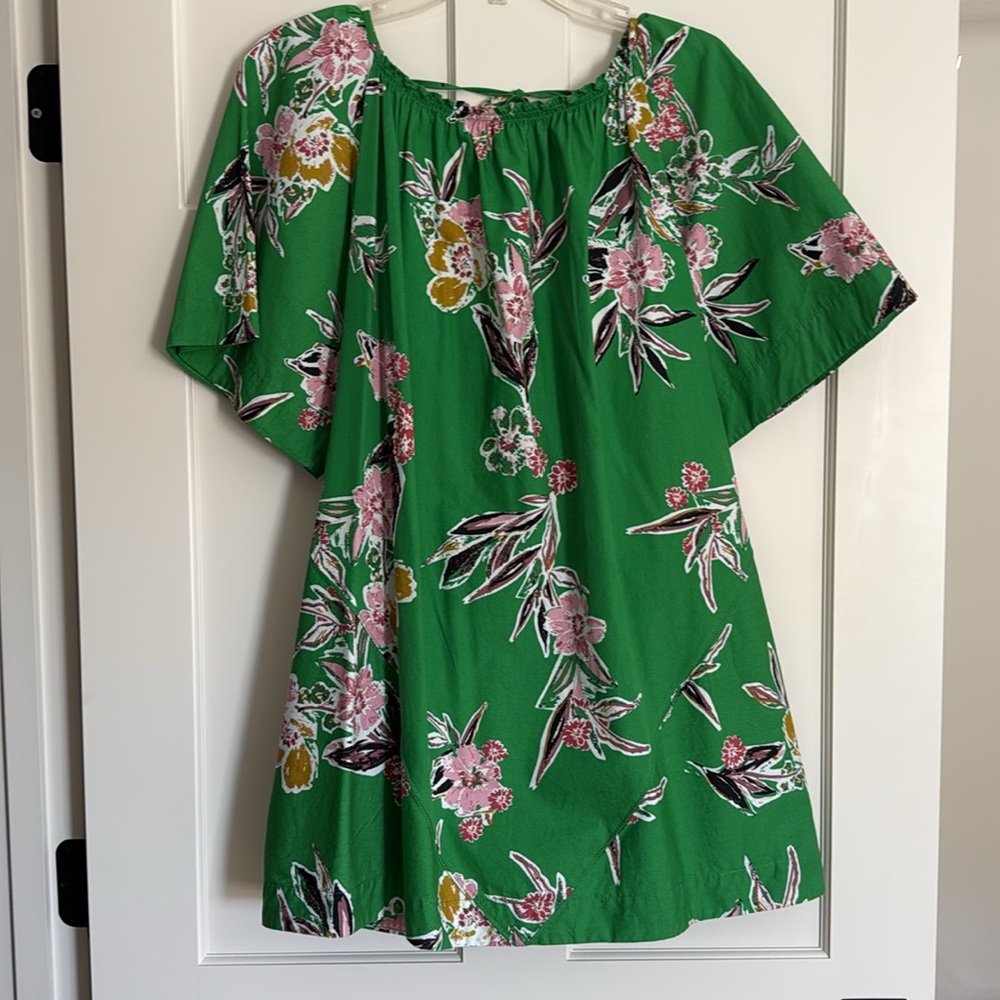 Free People Green Floral Tie-back Mini dress